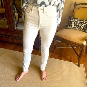 Free People High Waist denim with original raw hem.  Excellent condition. Cream